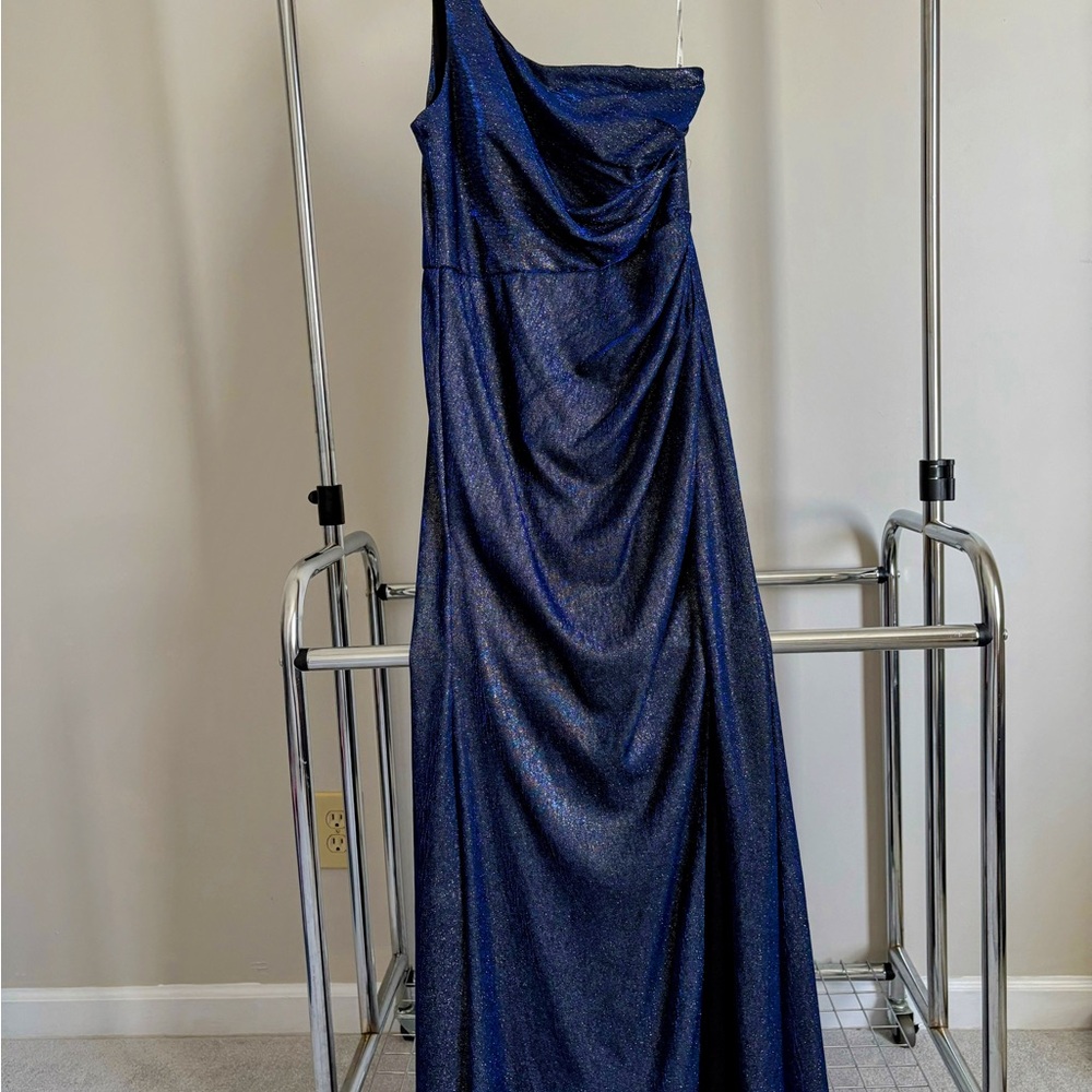 Jules and Cleo Navy One-Shoulder Gown